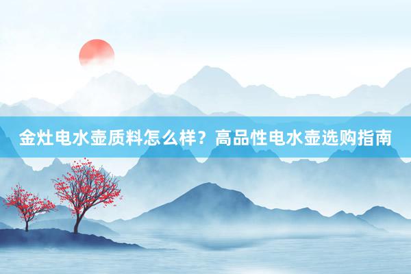 金灶电水壶质料怎么样？高品性电水壶选购指南